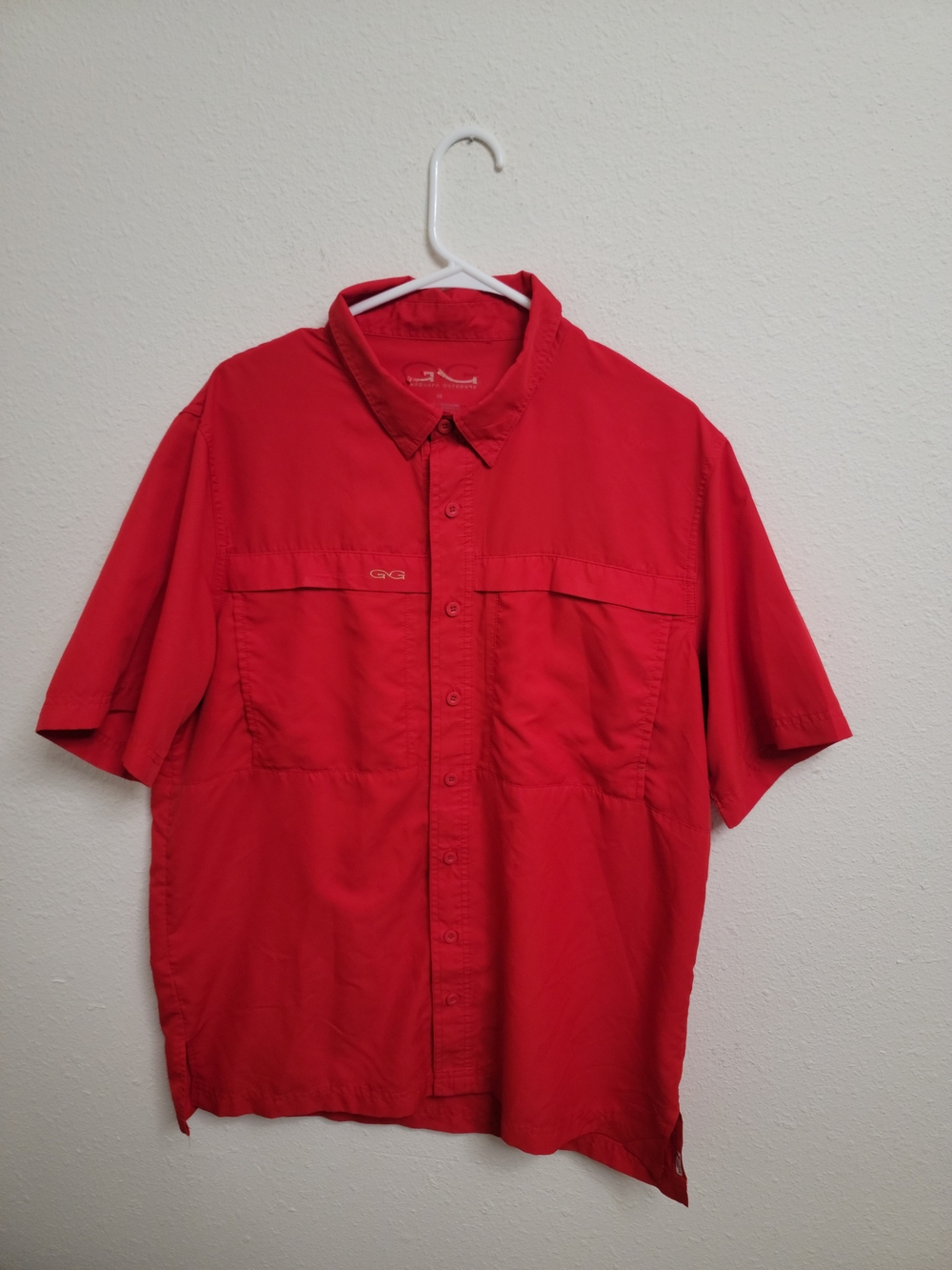 Game Guard Red Vented Short Sleeve Button Shirt Men's Large